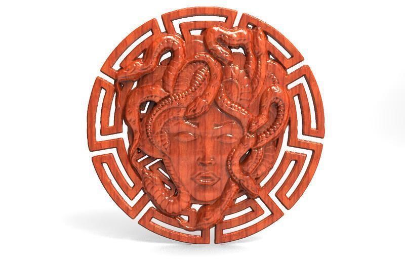 Medusa bas-relief 3D print model_4