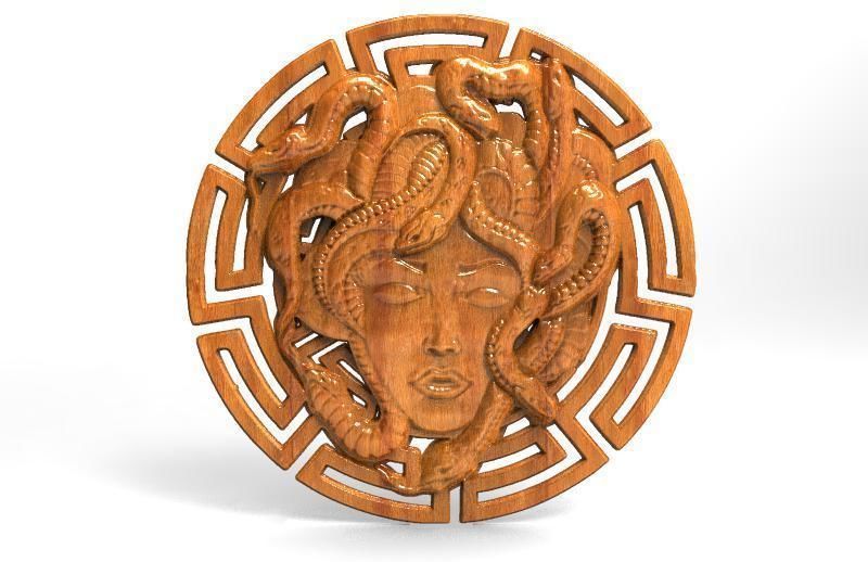 Medusa bas-relief 3D print model_5