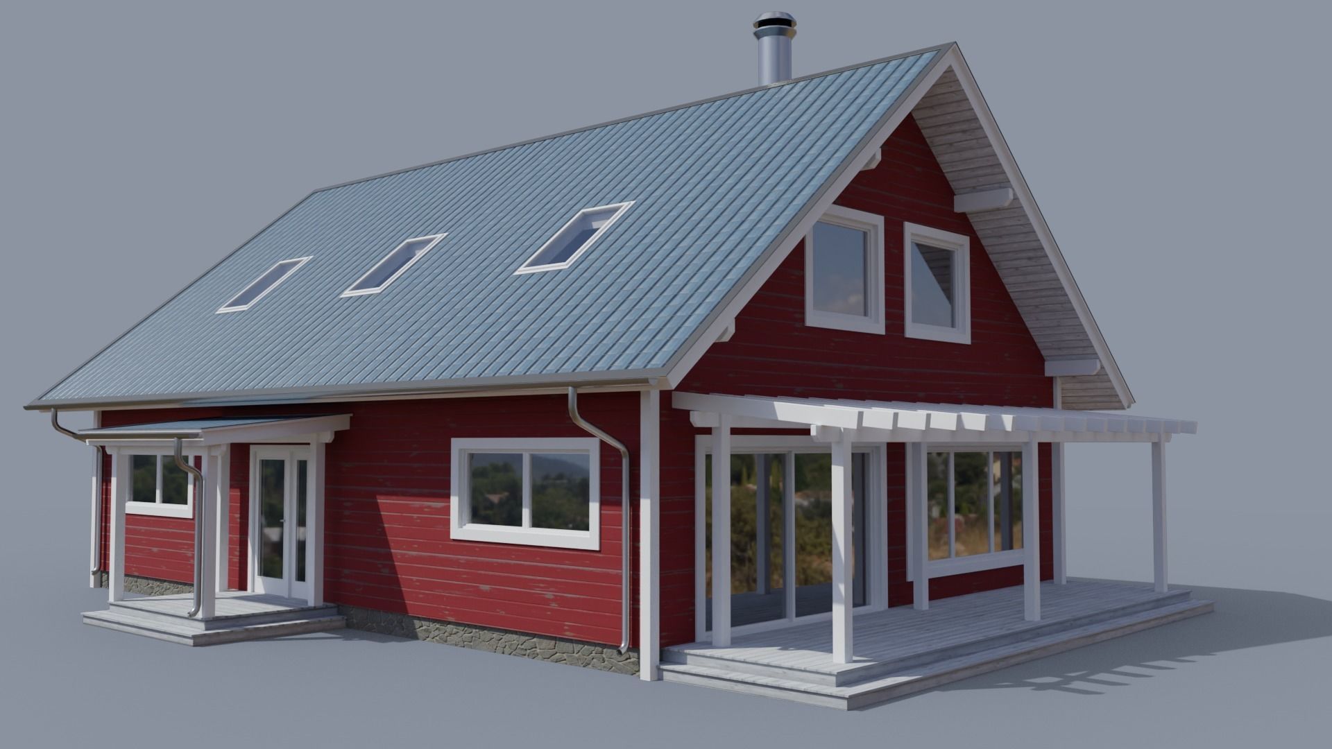 Game-ready Scandinavian House 3D model_2