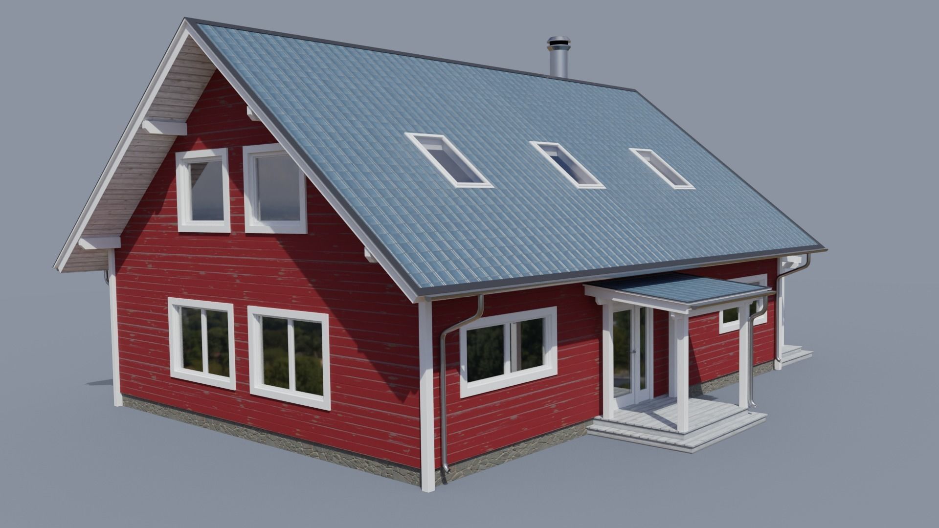 Game-ready Scandinavian House 3D model_1