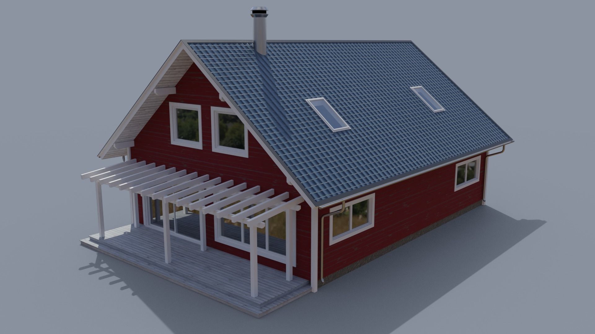 Game-ready Scandinavian House 3D model_4