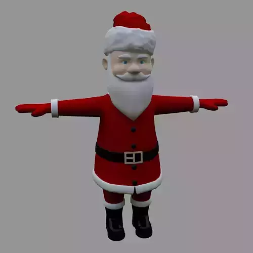 Low Poly Cartoon Santa Claus Father Christmas