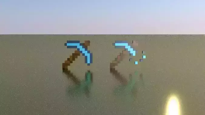 Minecraft Diamond Pickaxe Pair 3D model