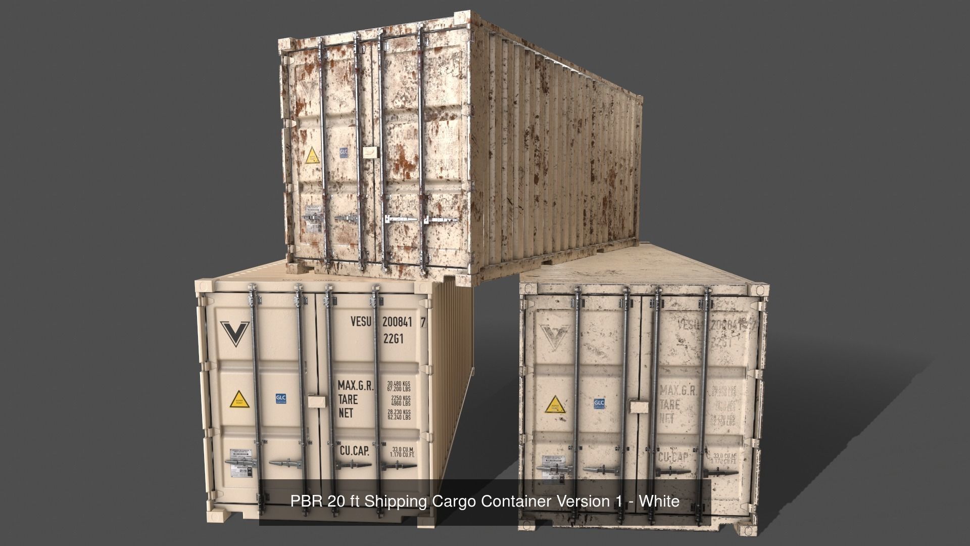 PBR 20 ft Shipping Cargo Container - Multi color Pack 3D Model Collection_15