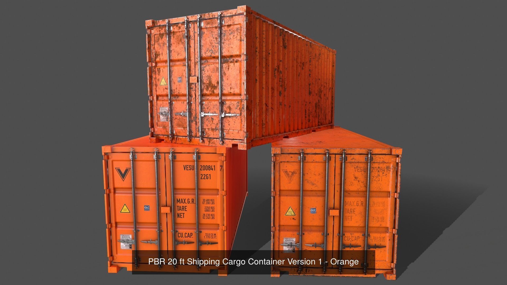 PBR 20 ft Shipping Cargo Container - Multi color Pack 3D Model Collection_14