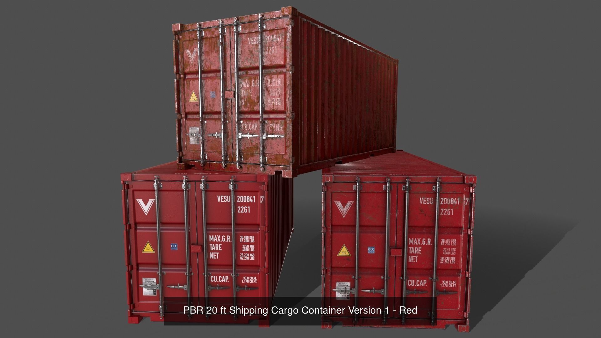 PBR 20 ft Shipping Cargo Container - Multi color Pack 3D Model Collection_13