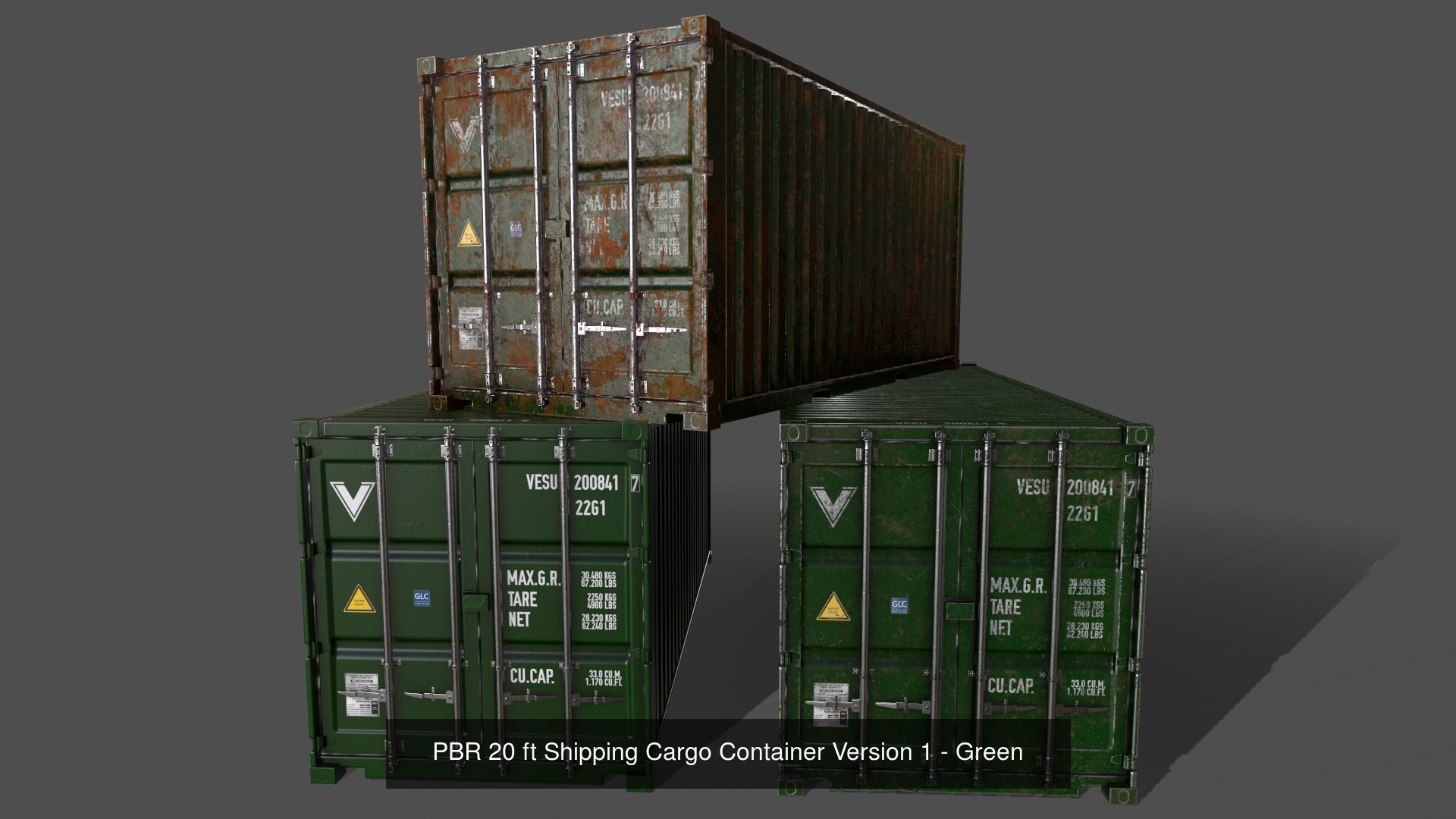 PBR 20 ft Shipping Cargo Container - Multi color Pack 3D Model Collection_12