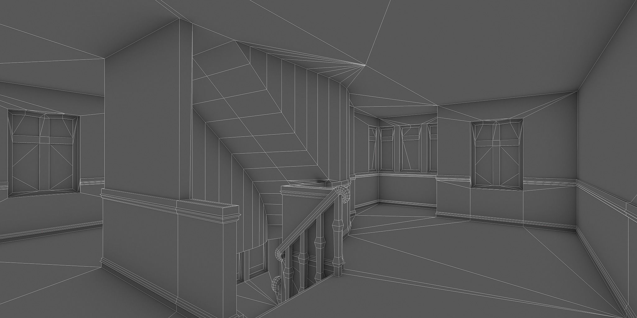 Half-timbered house from the 18th CENTURY with rooms Low-poly 3D model_22