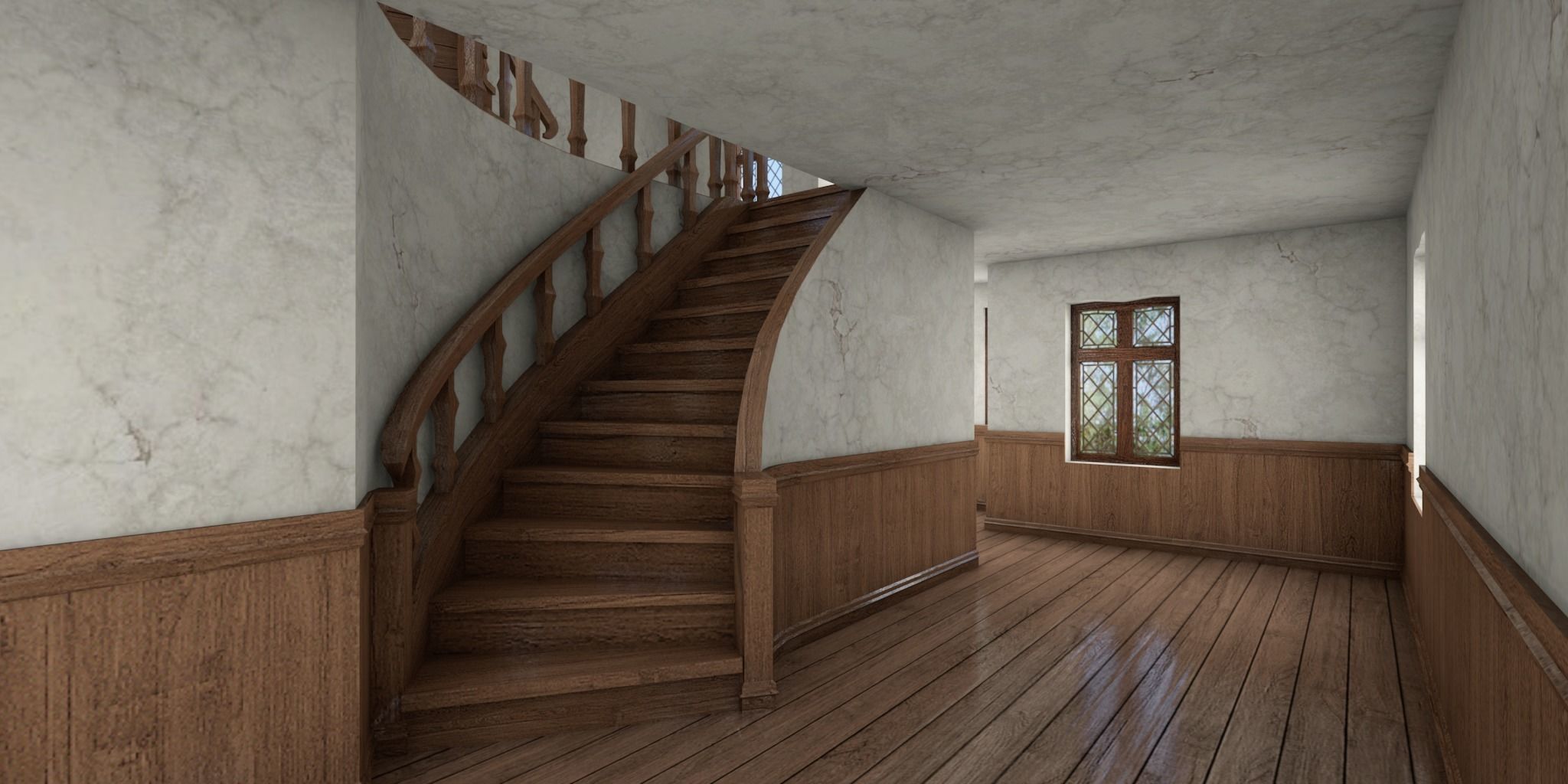 Half-timbered house from the 18th CENTURY with rooms Low-poly 3D model_23