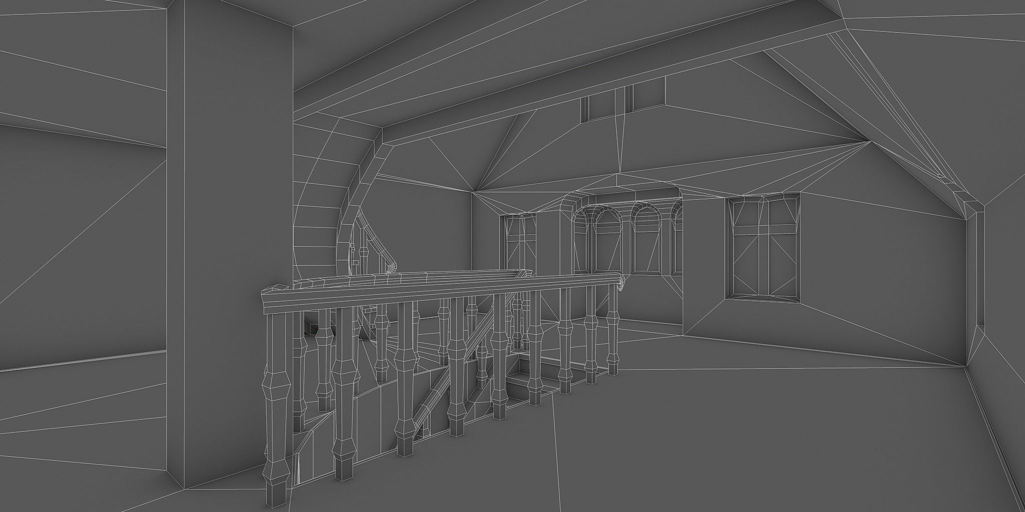 Half-timbered house from the 18th CENTURY with rooms Low-poly 3D model_28