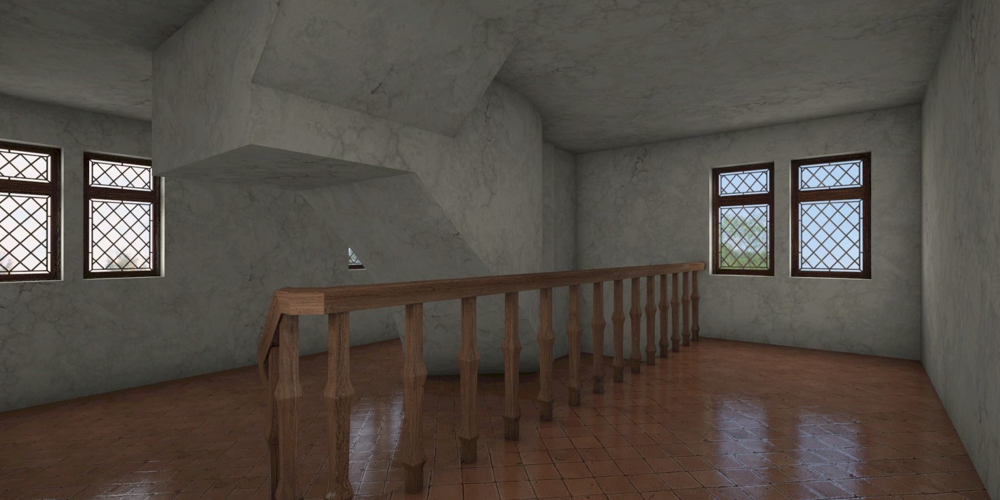 Half-timbered house from the 18th CENTURY with rooms Low-poly 3D model_17