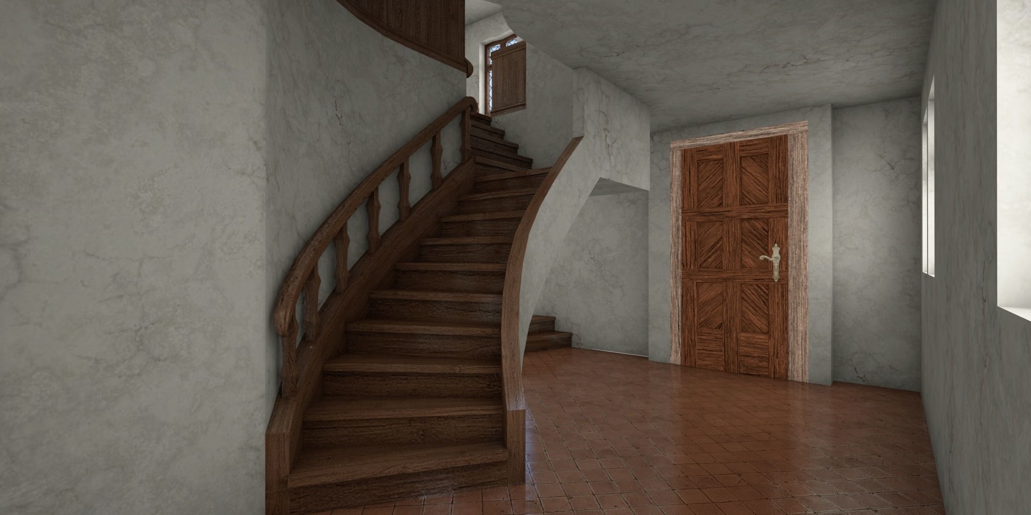 Half-timbered house from the 18th CENTURY with rooms Low-poly 3D model_19