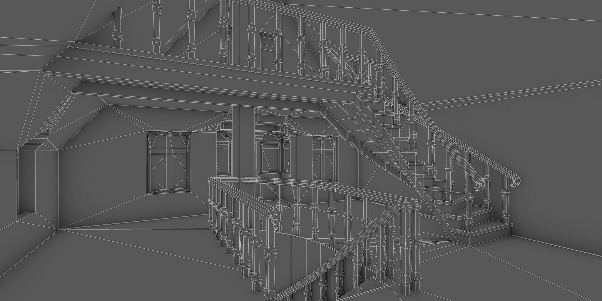 Half-timbered house from the 18th CENTURY with rooms Low-poly 3D model_26