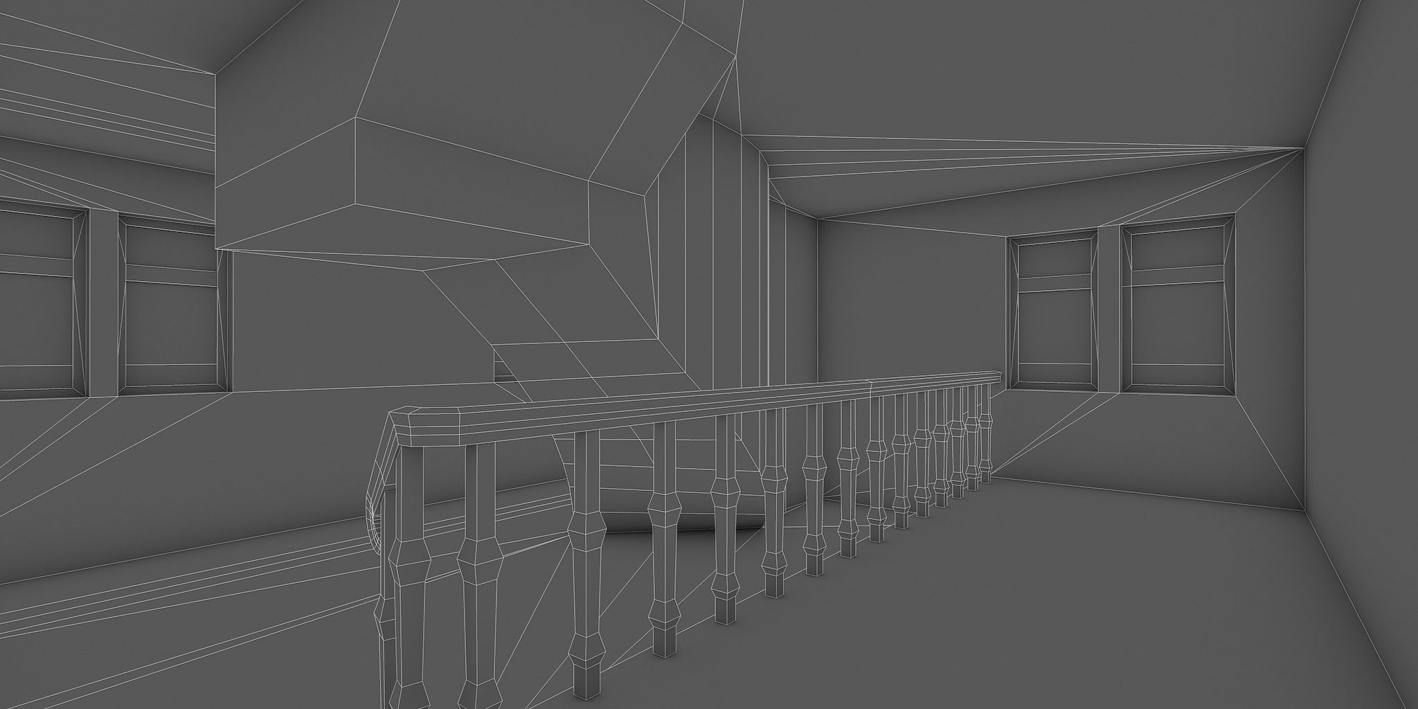 Half-timbered house from the 18th CENTURY with rooms Low-poly 3D model_18