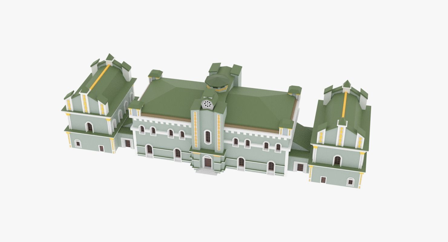 3D Academy building Low-poly 3D model_1