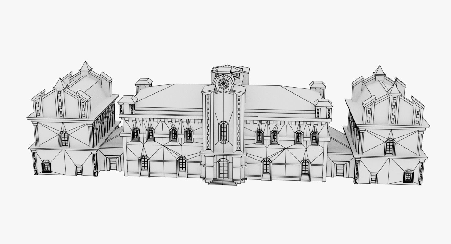 3D Academy building Low-poly 3D model_8