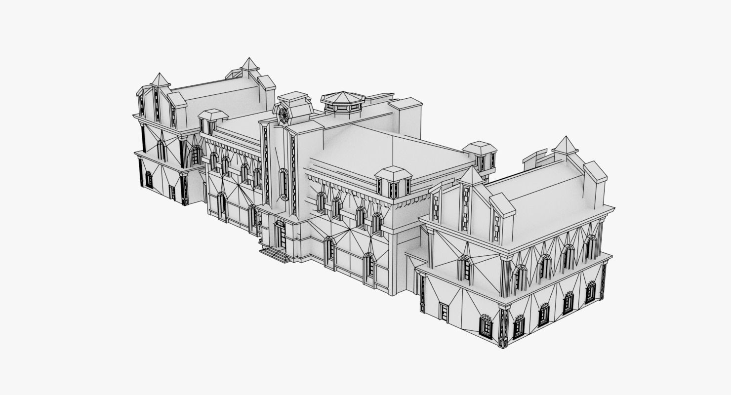 3D Academy building Low-poly 3D model_7