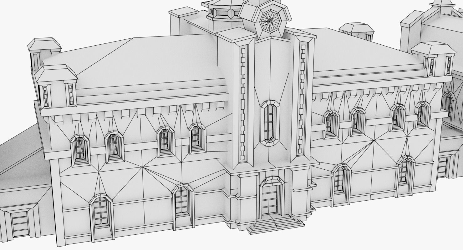 3D Academy building Low-poly 3D model_9