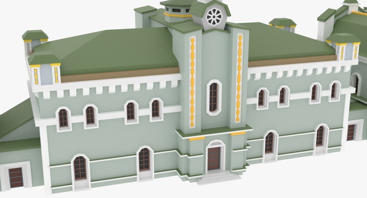 3D Academy building Low-poly 3D model_10