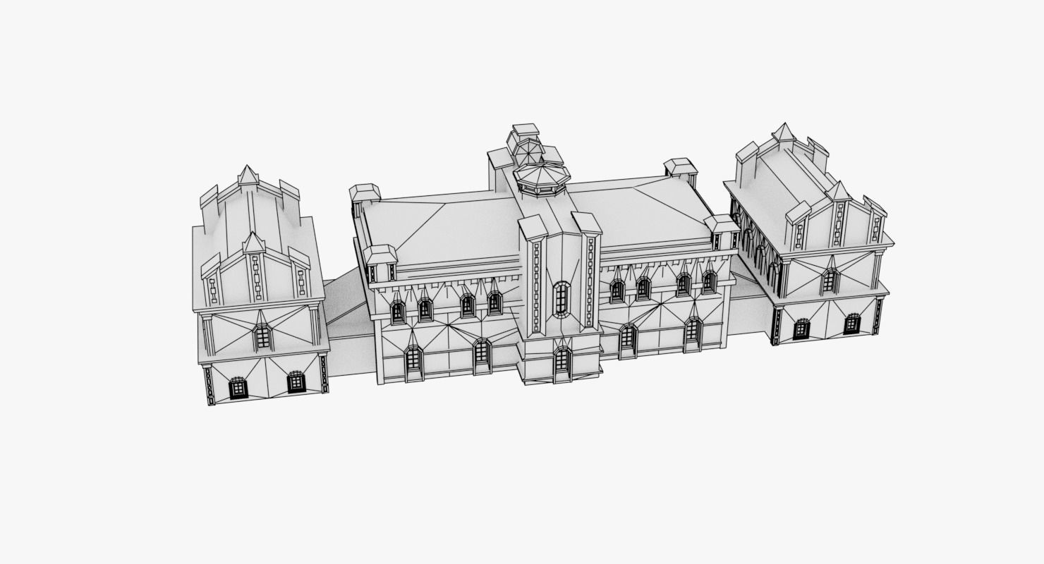 3D Academy building Low-poly 3D model_6