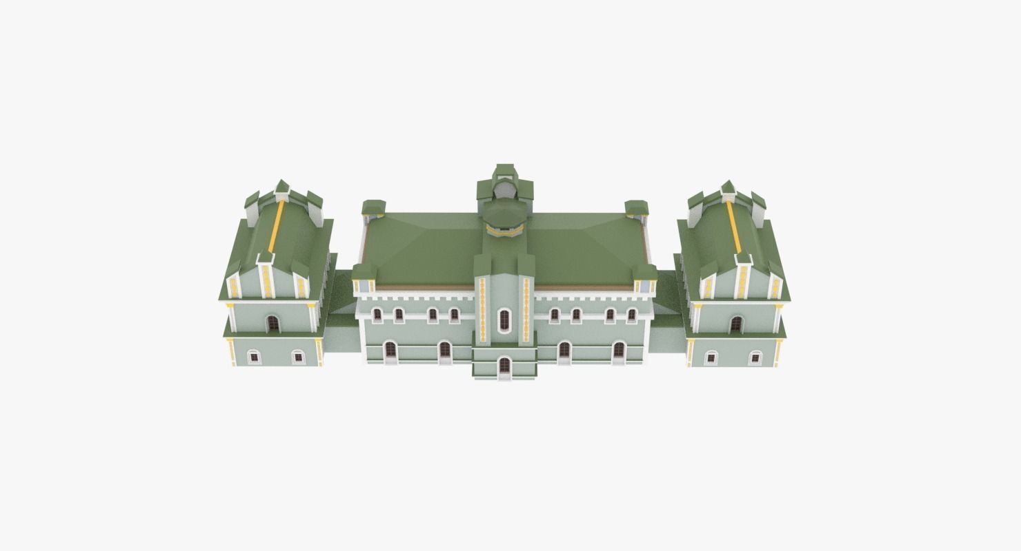 3D Academy building Low-poly 3D model_3