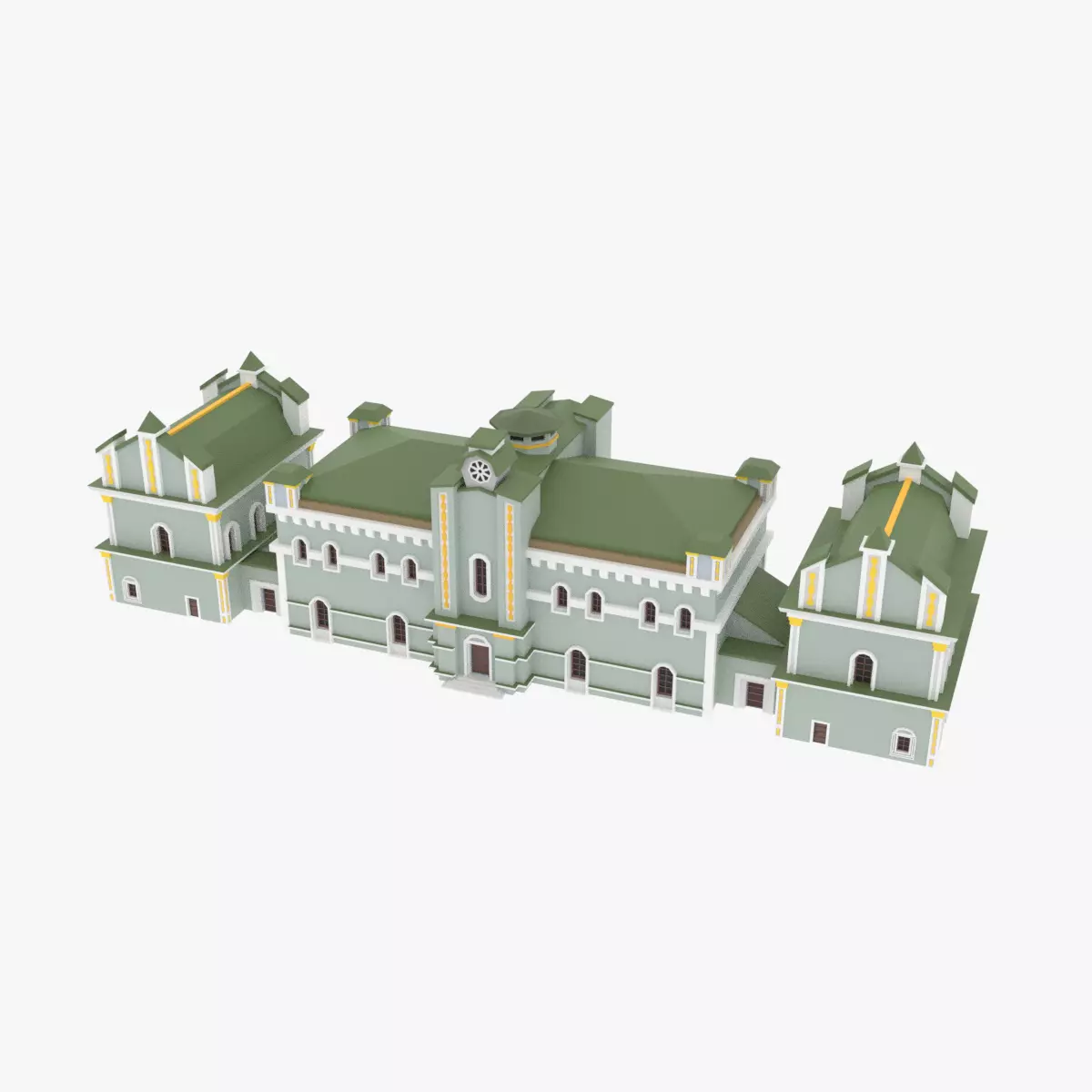 3D Academy building Low-poly 3D model_0