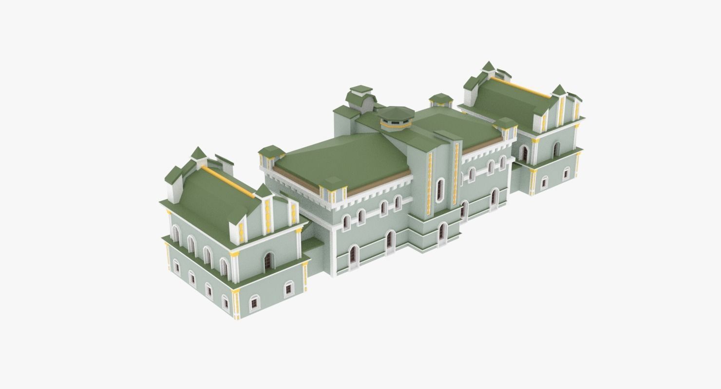 3D Academy building Low-poly 3D model_2