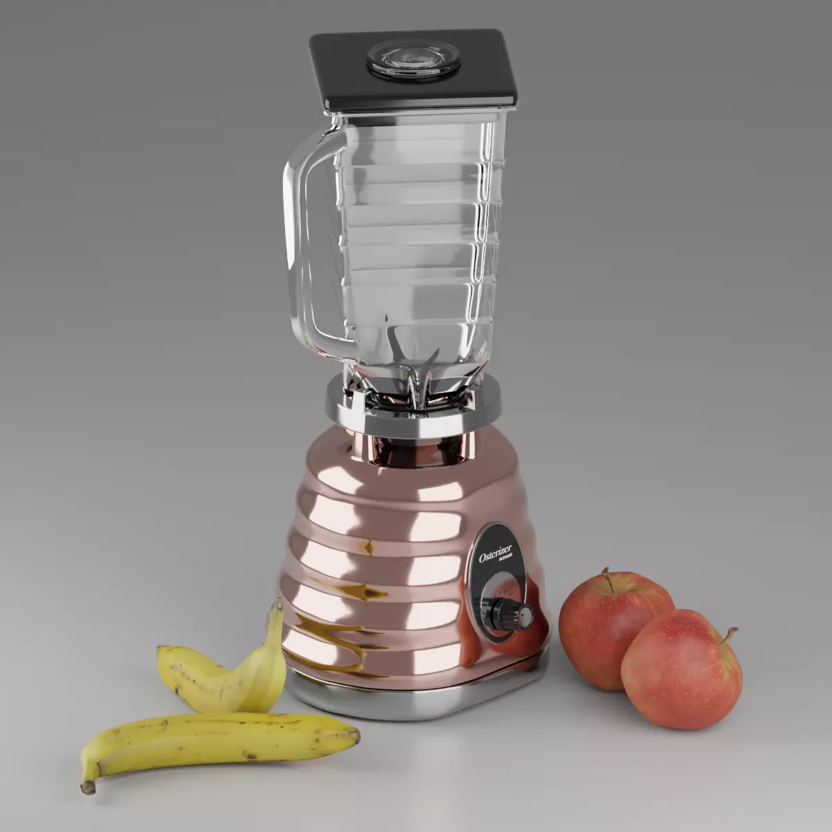 Blender with apples and bananas Low-poly 3D model