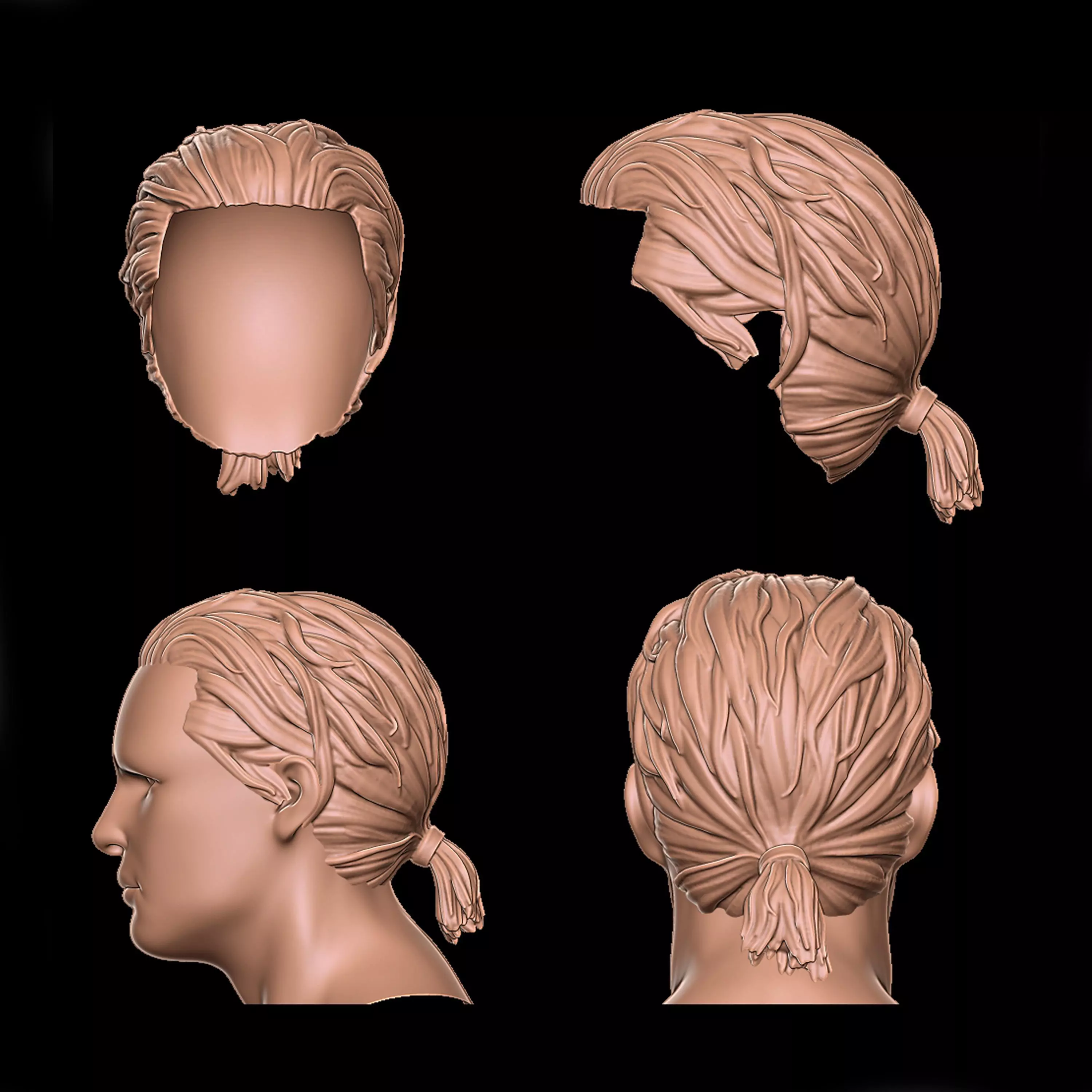 Hair ponytail 3D print model_0