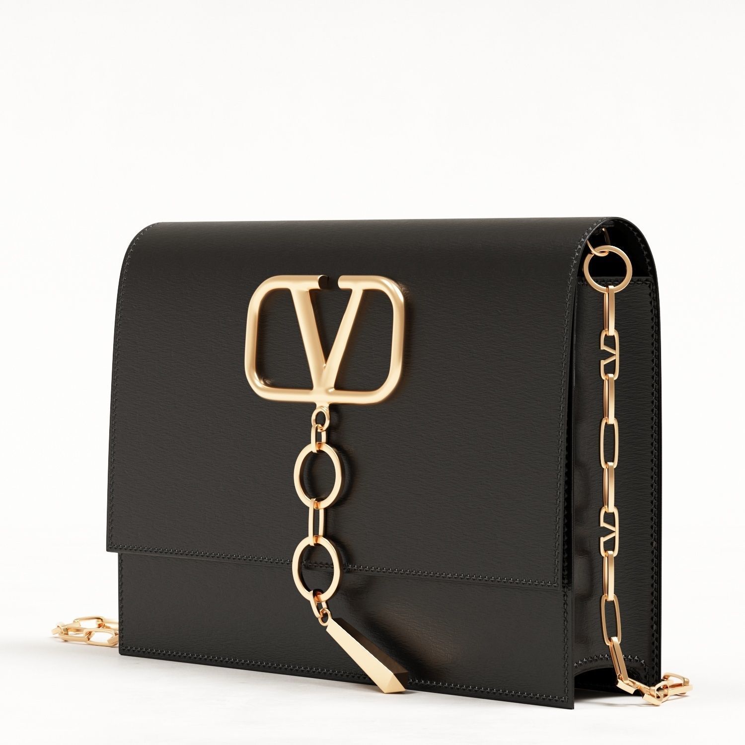 Valentino Small Vcase Smooth Calfskin Bag Low-poly 3D model_9