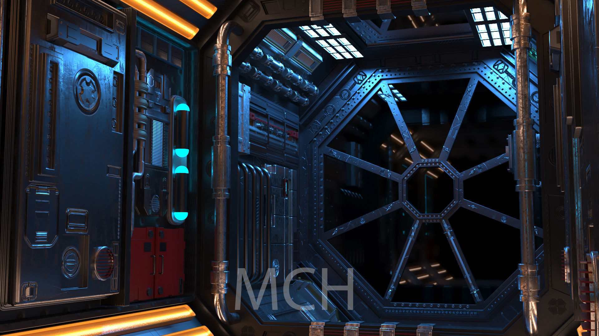 Scifi Corridor  3D model_7