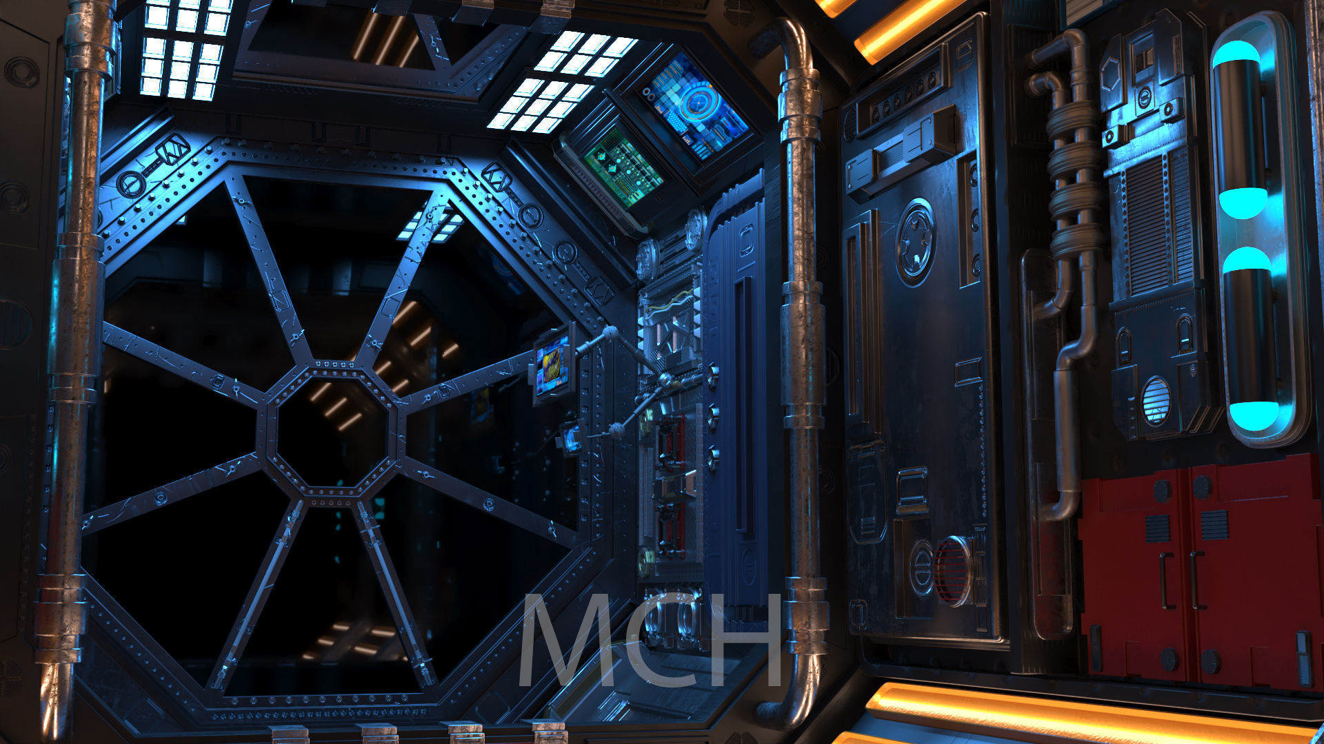 Scifi Corridor  3D model_6