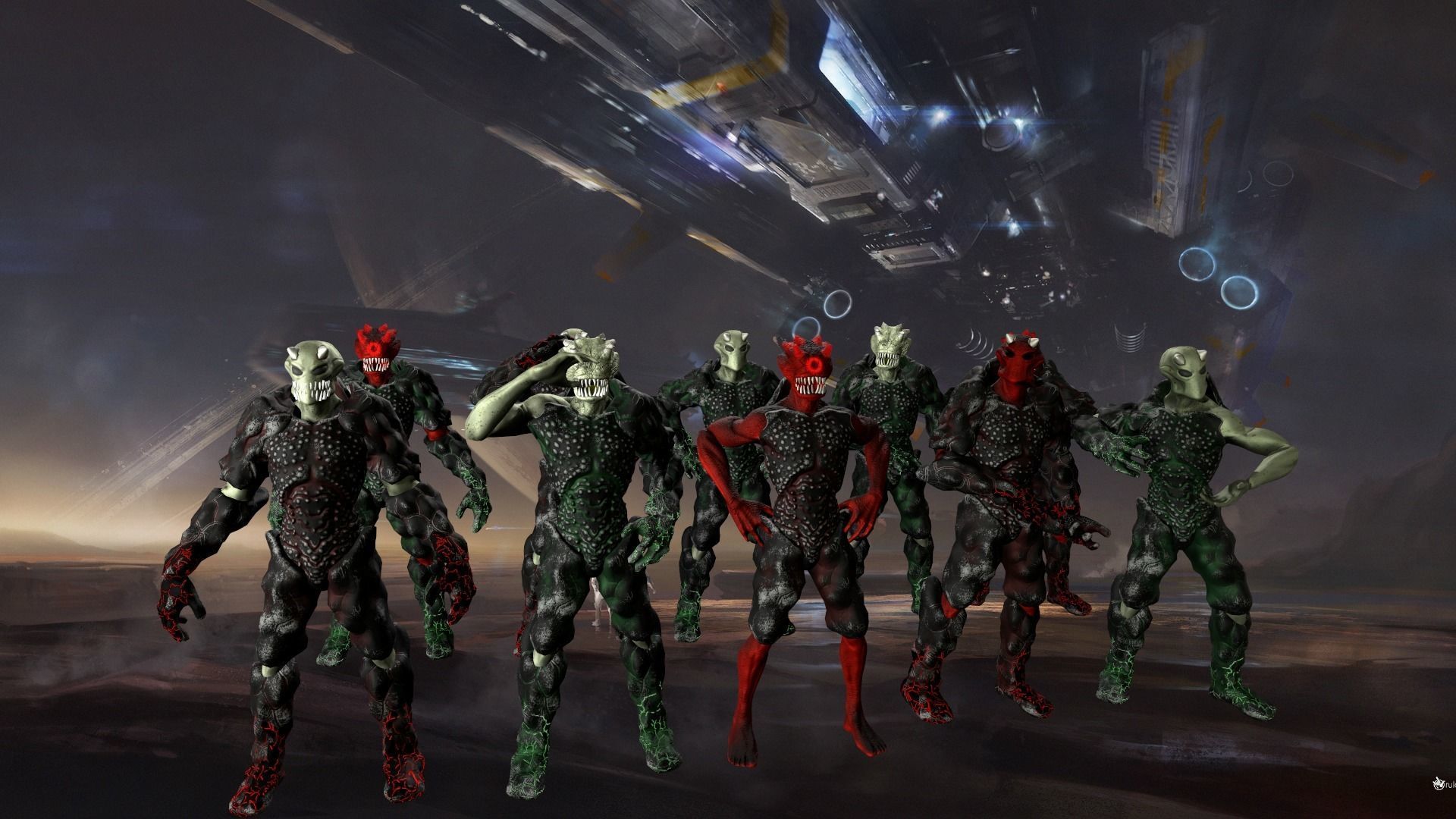 AlienSoldiers group of aliens Low-poly 3D model_3