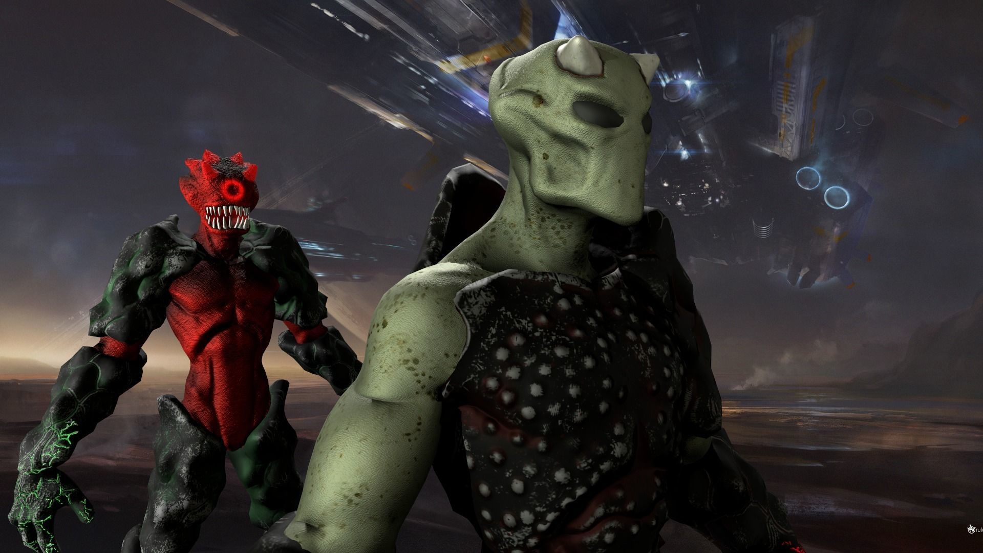 AlienSoldiers group of aliens Low-poly 3D model_5