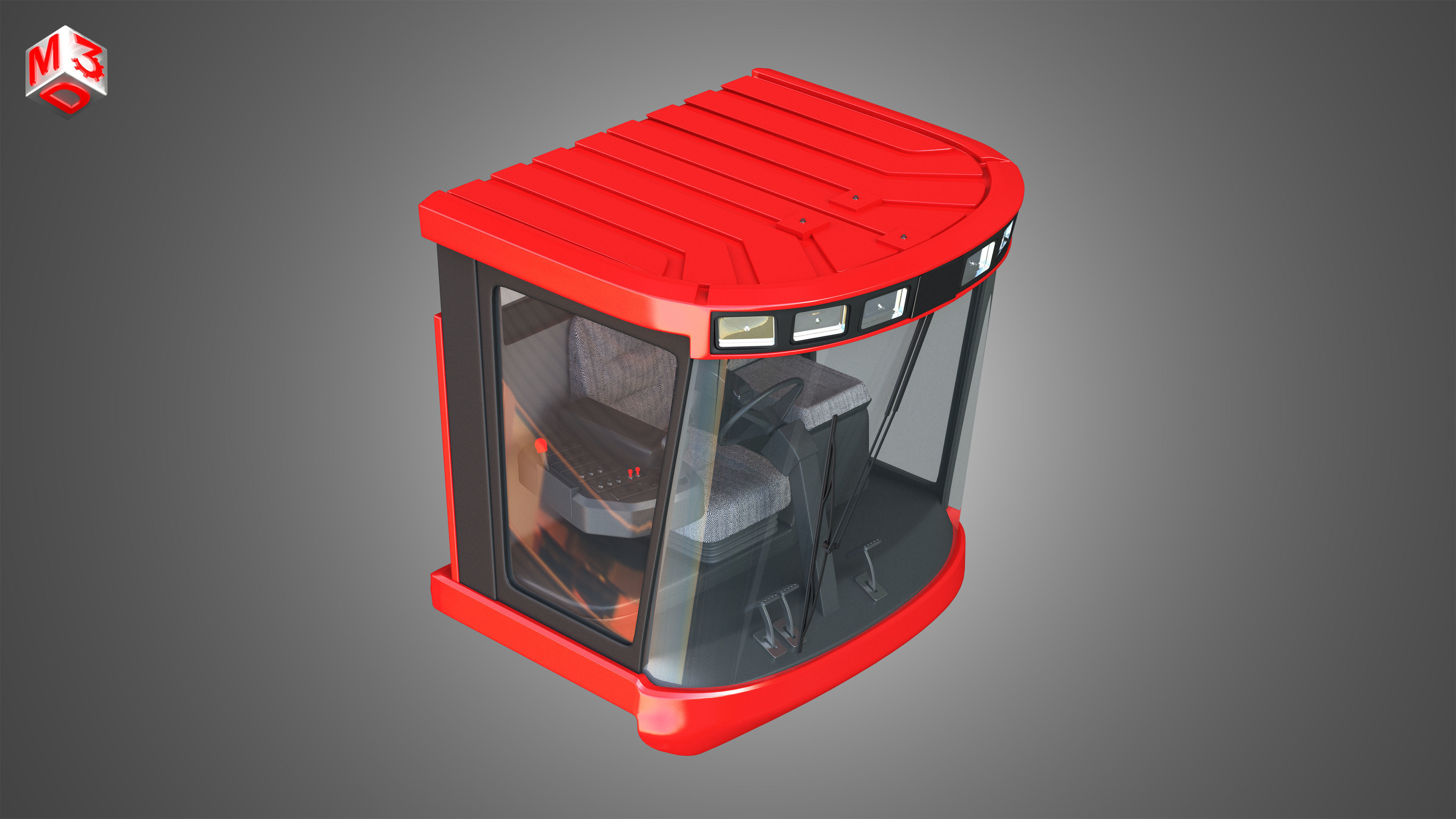 Driving Cabin - Case-1688 Combine Harvester 3D model_7
