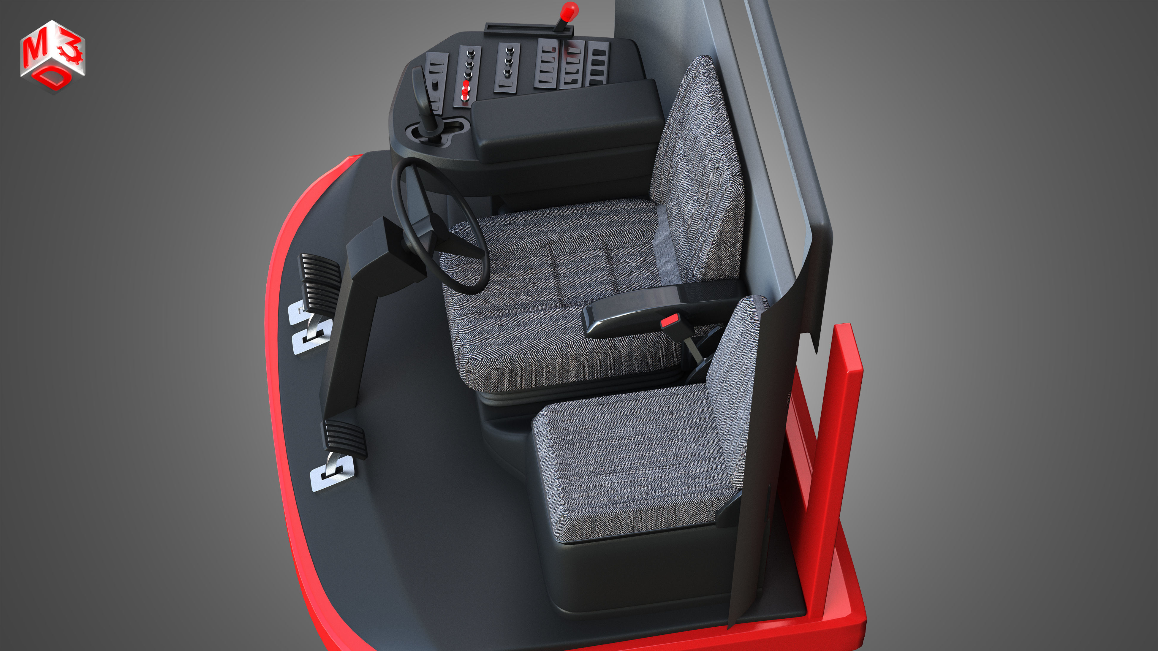 Driving Cabin - Case-1688 Combine Harvester 3D model_12