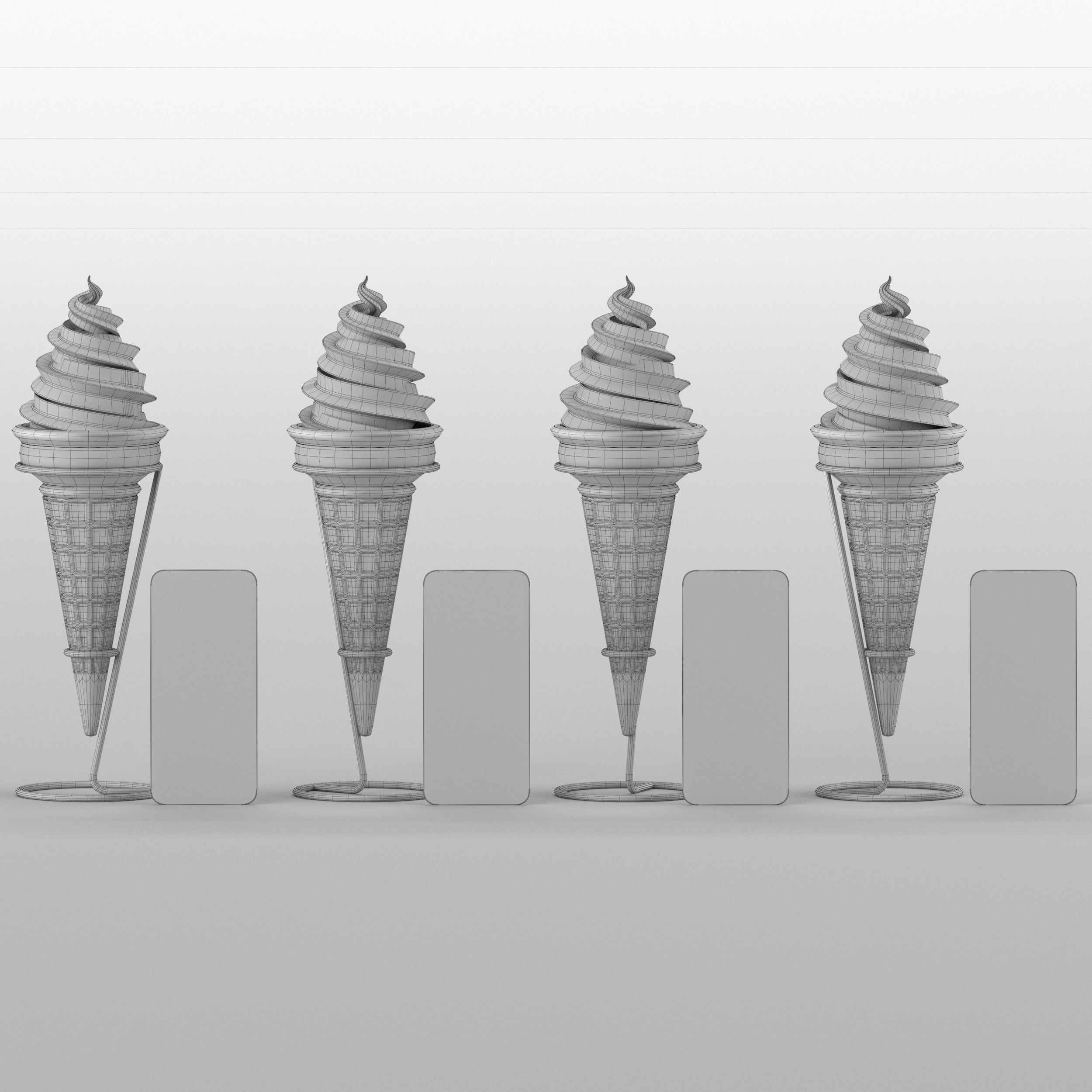Ice cream in waffle cone 3D model_12