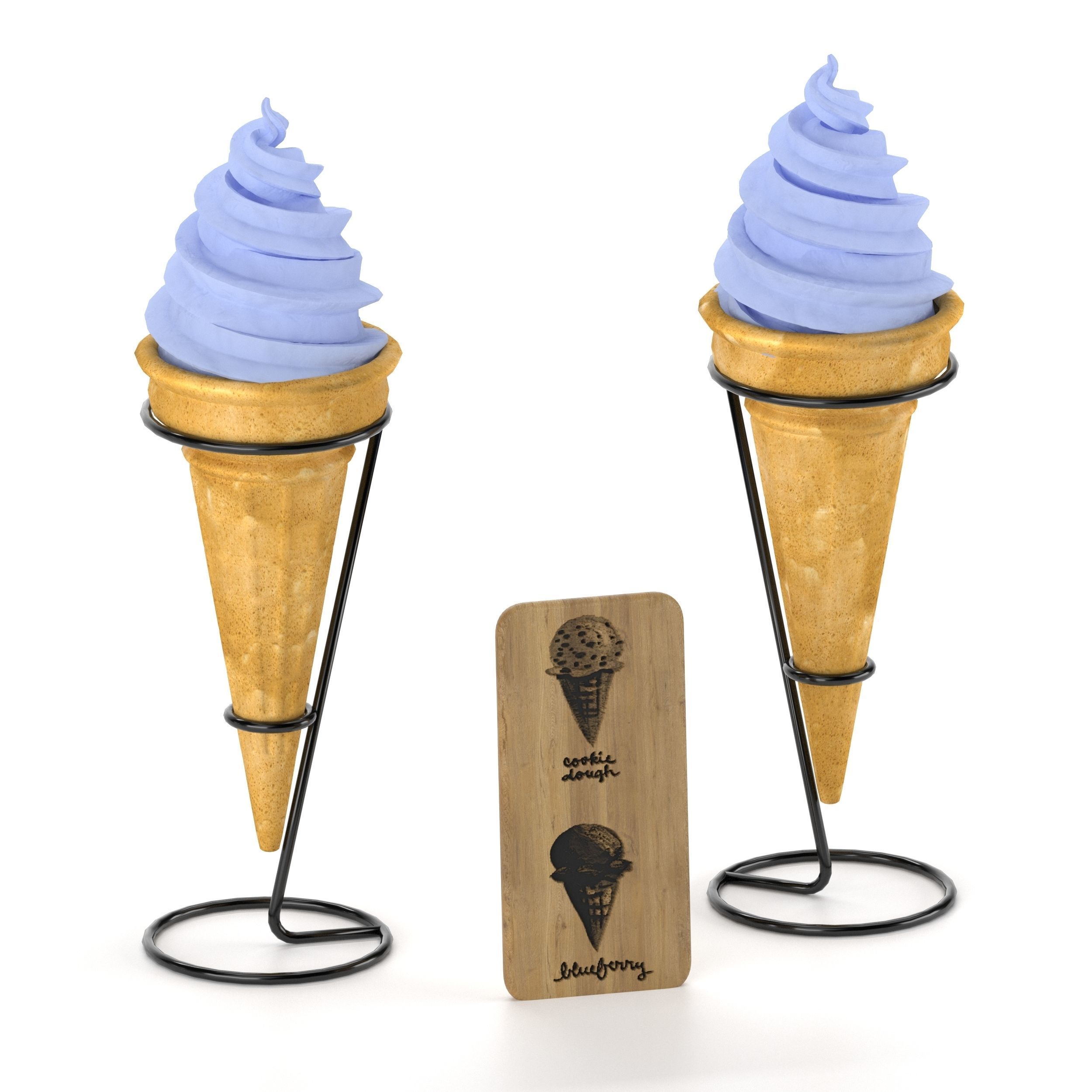 Ice cream in waffle cone 3D model_11