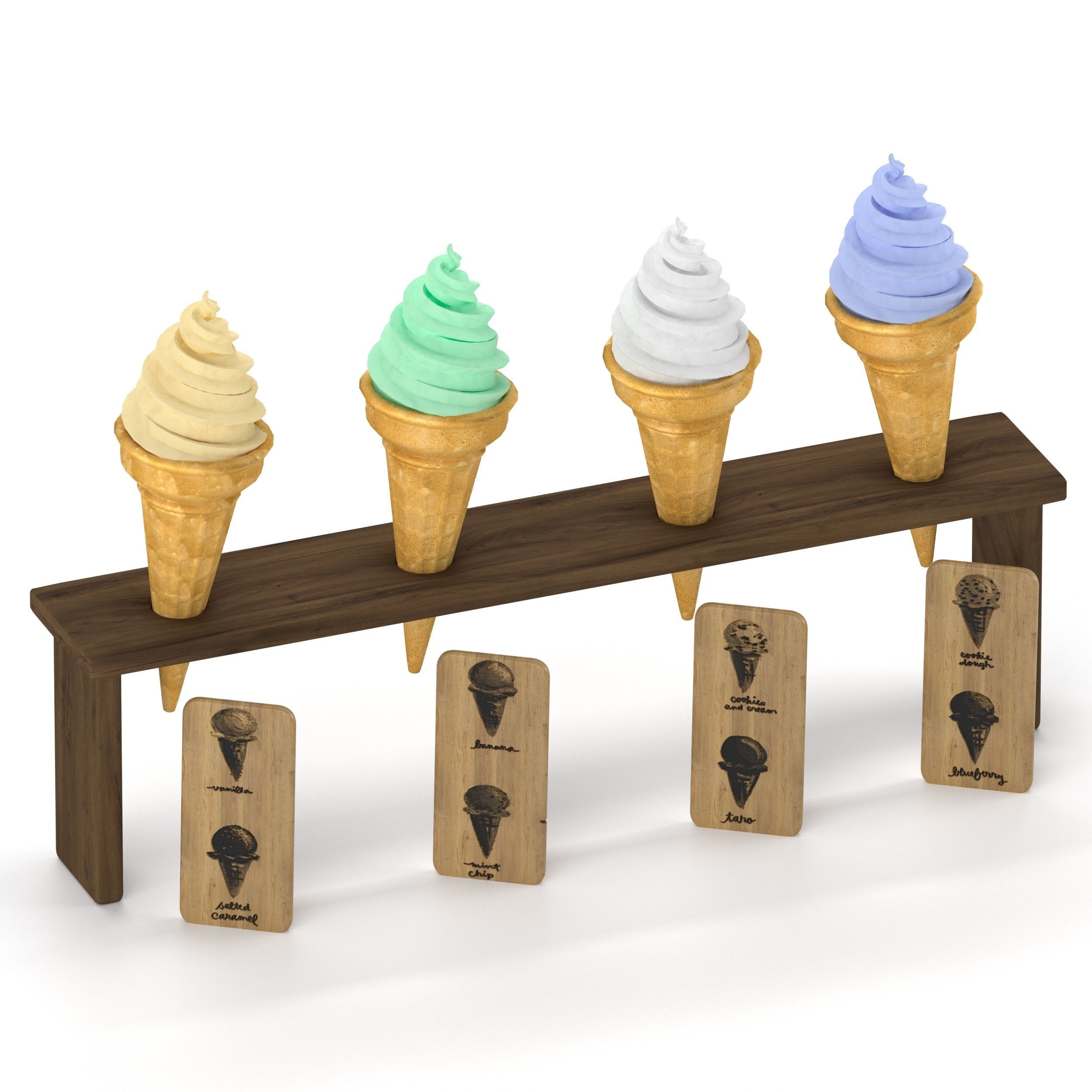 Ice cream in waffle cone 3D model_6