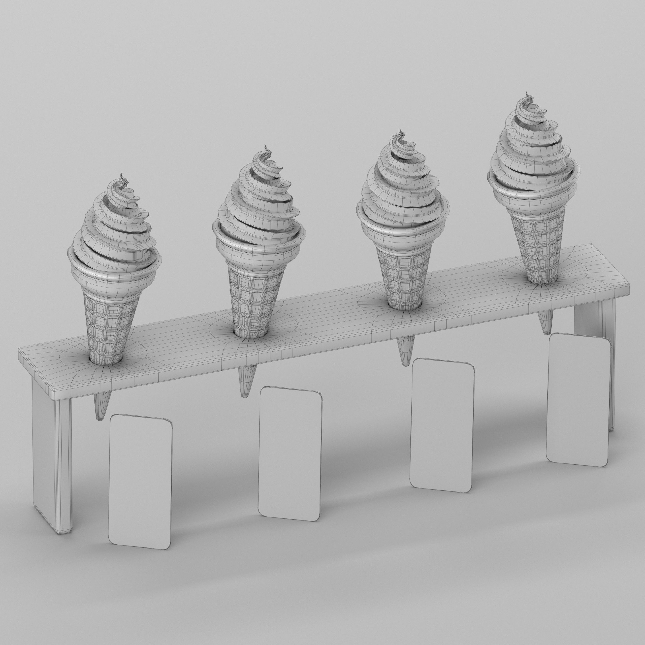 Ice cream in waffle cone 3D model_14