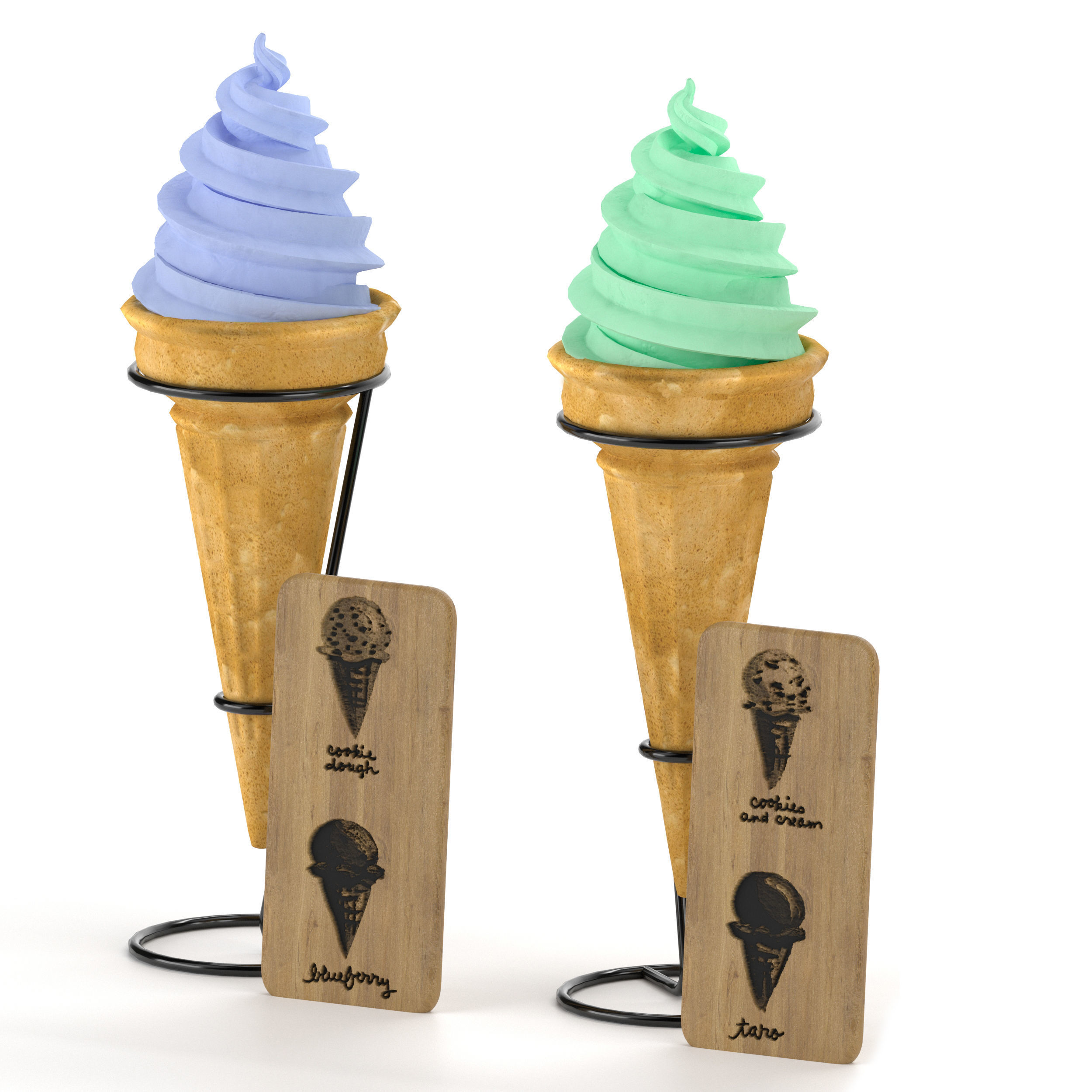 Ice cream in waffle cone 3D model_10
