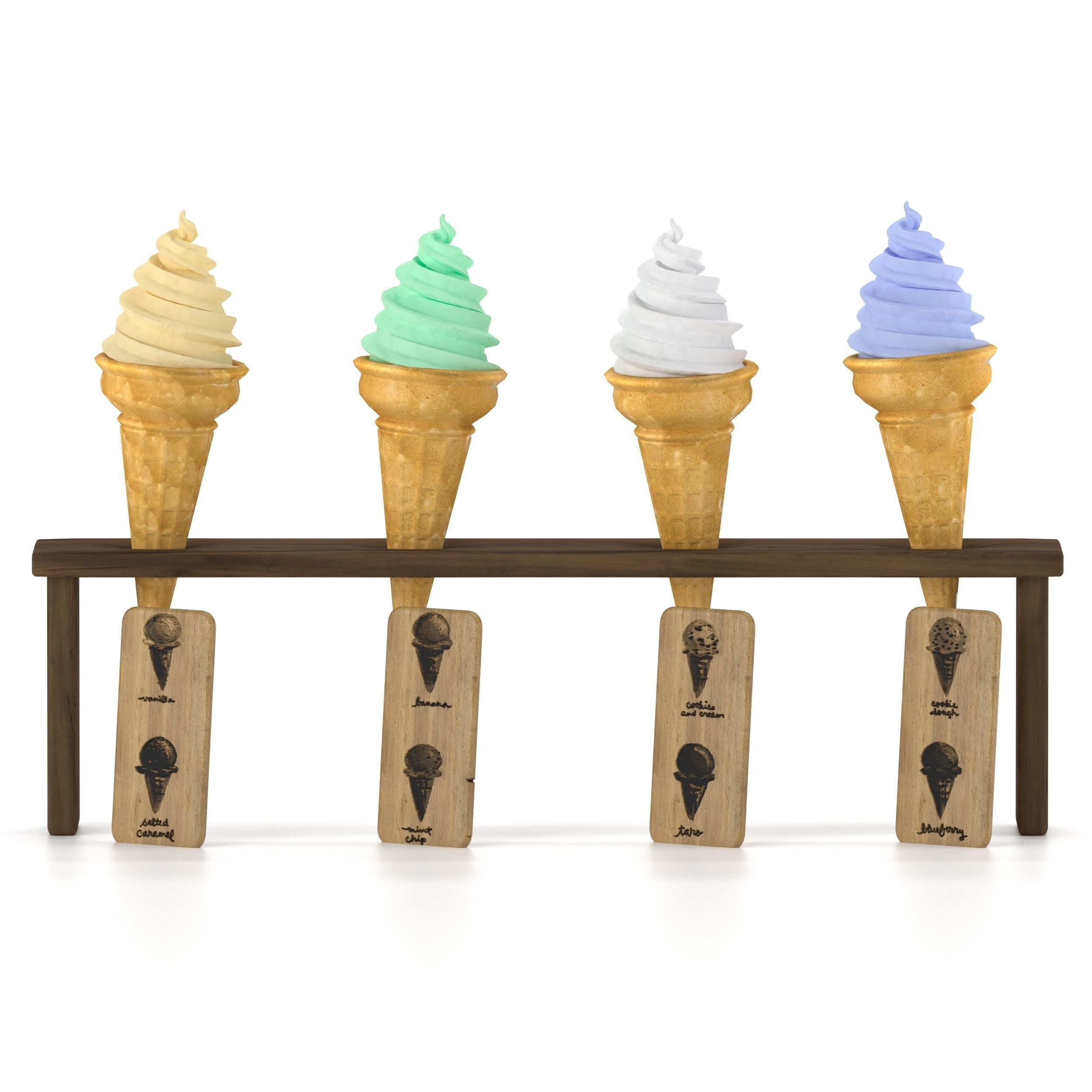 Ice cream in waffle cone 3D model_5