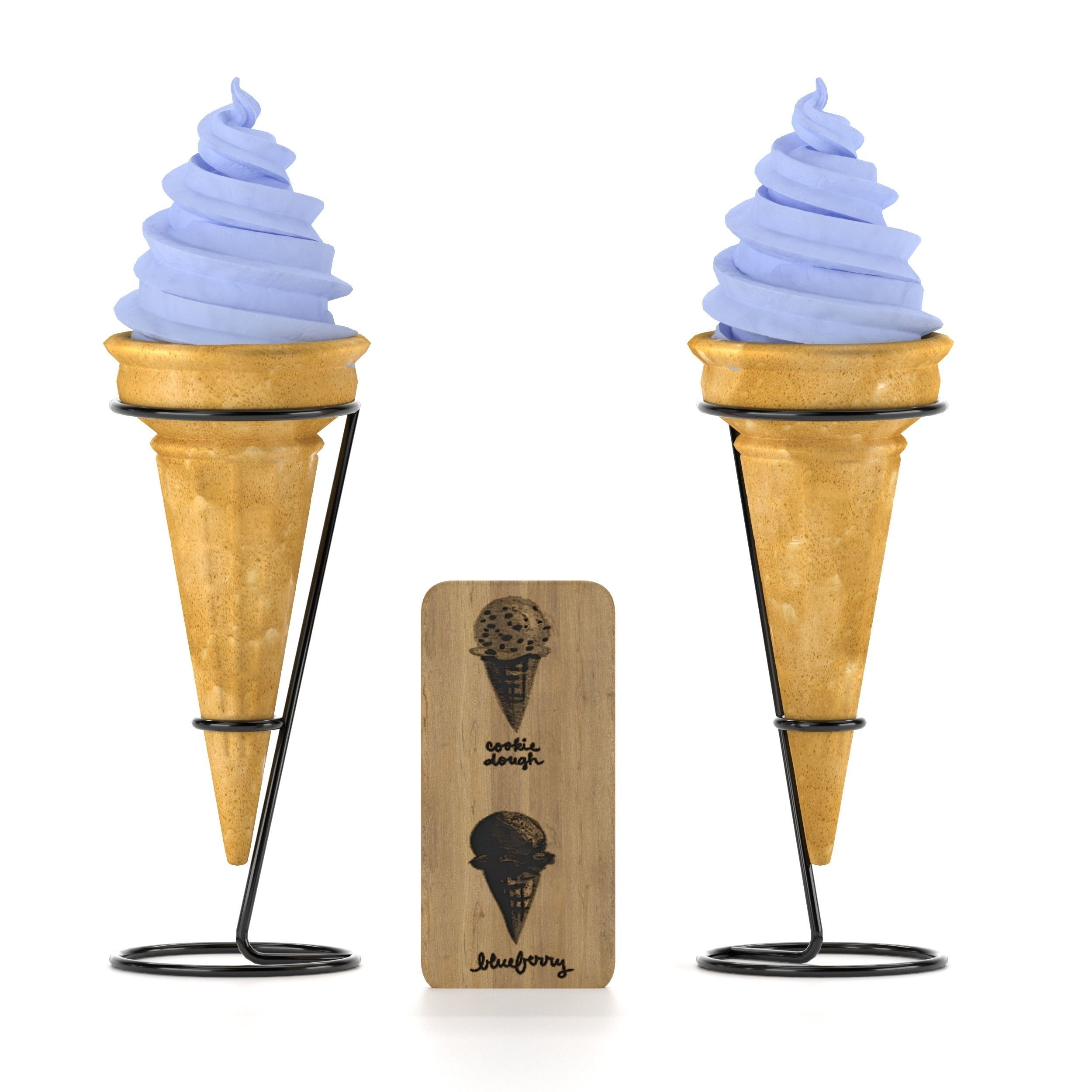 Ice cream in waffle cone 3D model_3