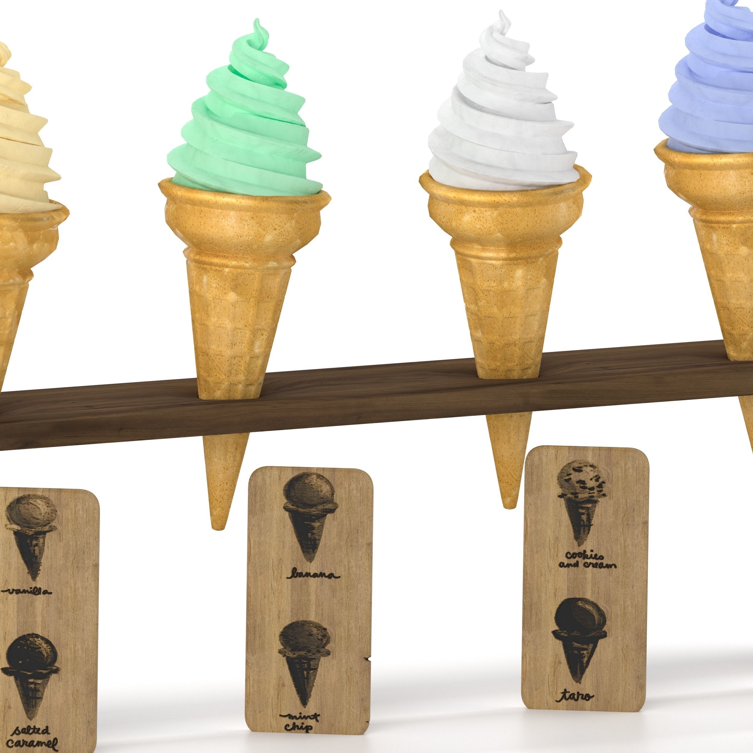 Ice cream in waffle cone 3D model_7