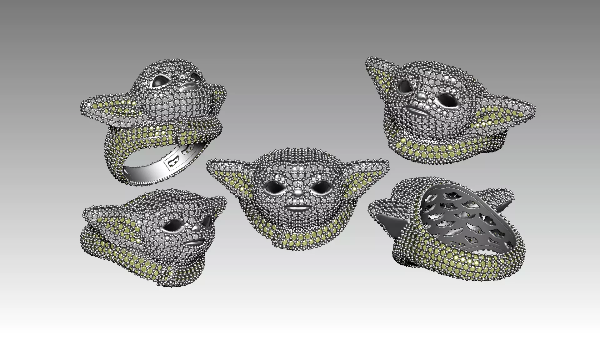 Baby yoda ring jewelry 3D print model