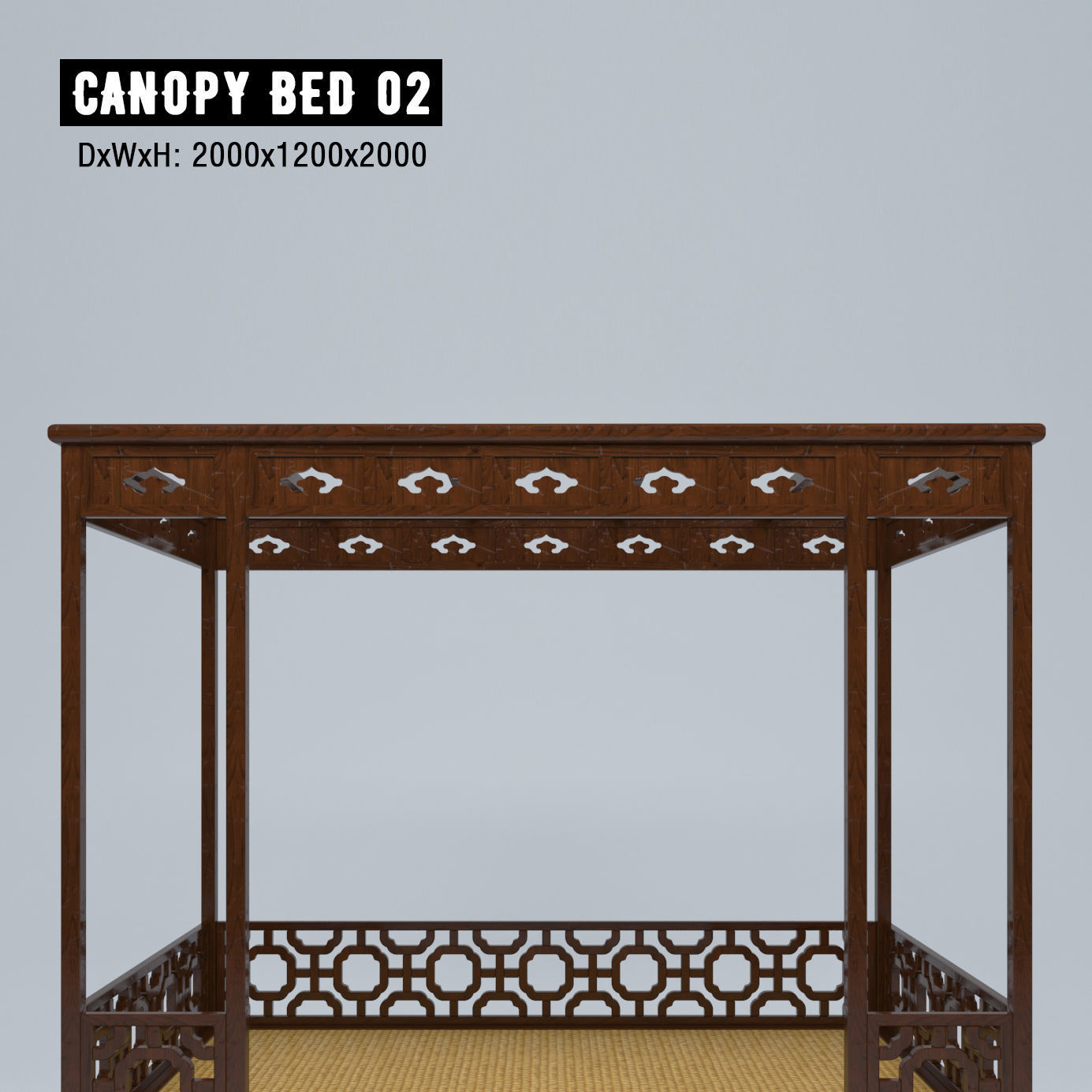 CANOPY BED SET 3D model_19