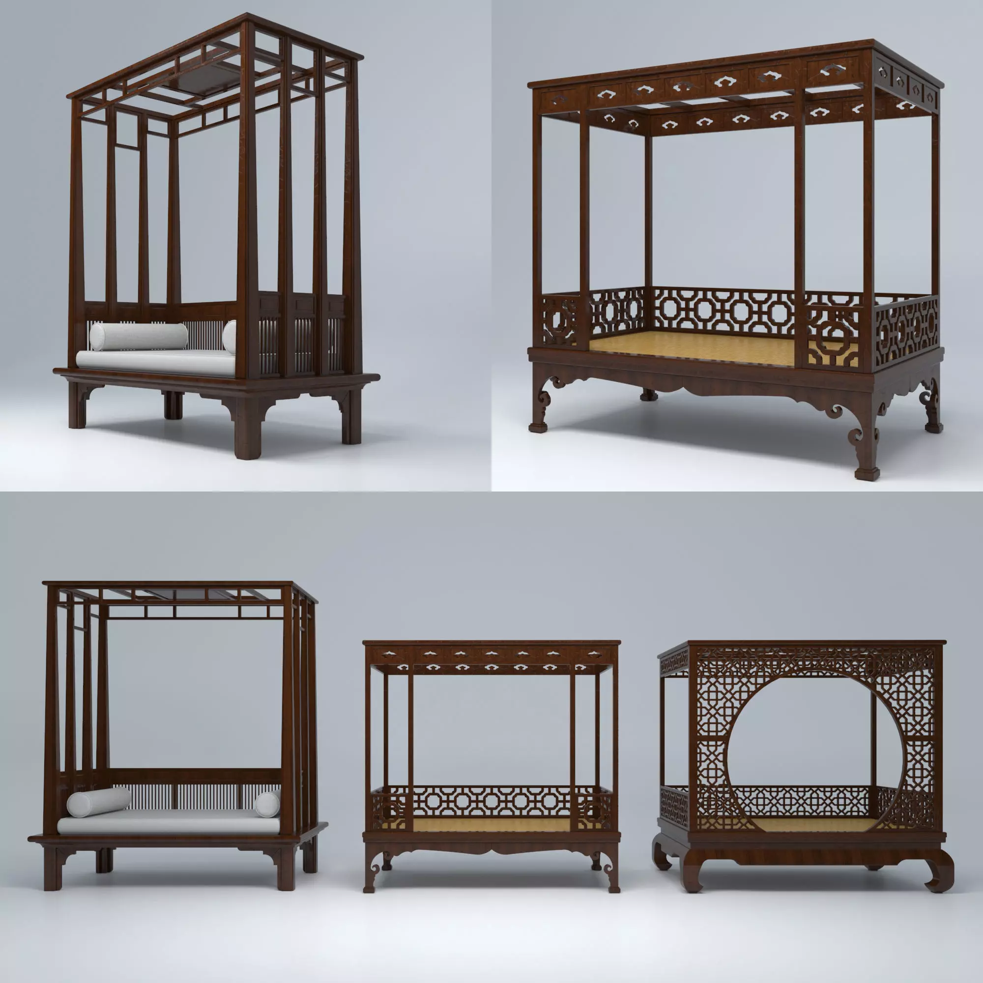 CANOPY BED SET 3D model_0