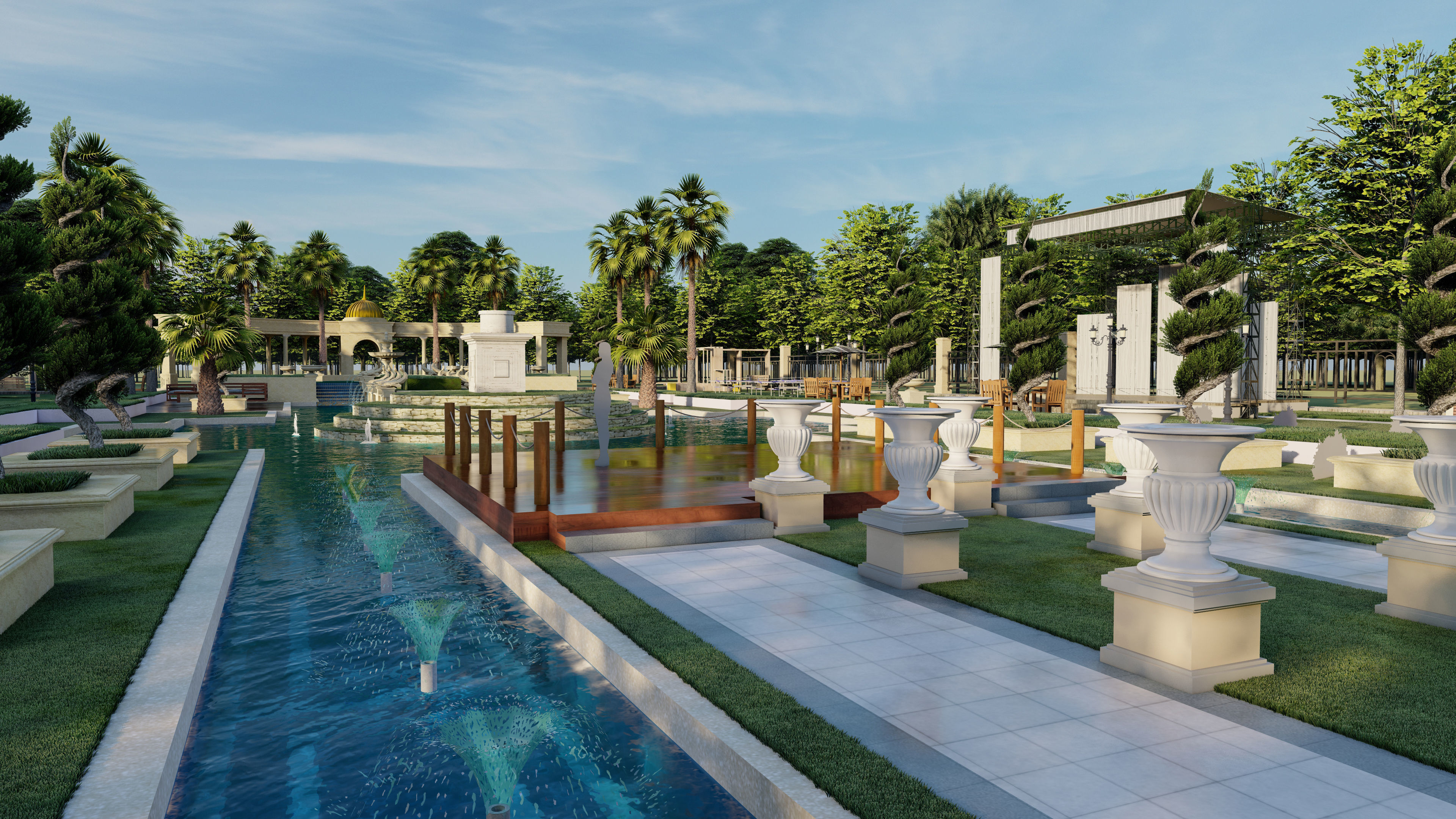luxury Landscape backyard Pool design 3d model lumion file 3D model_3