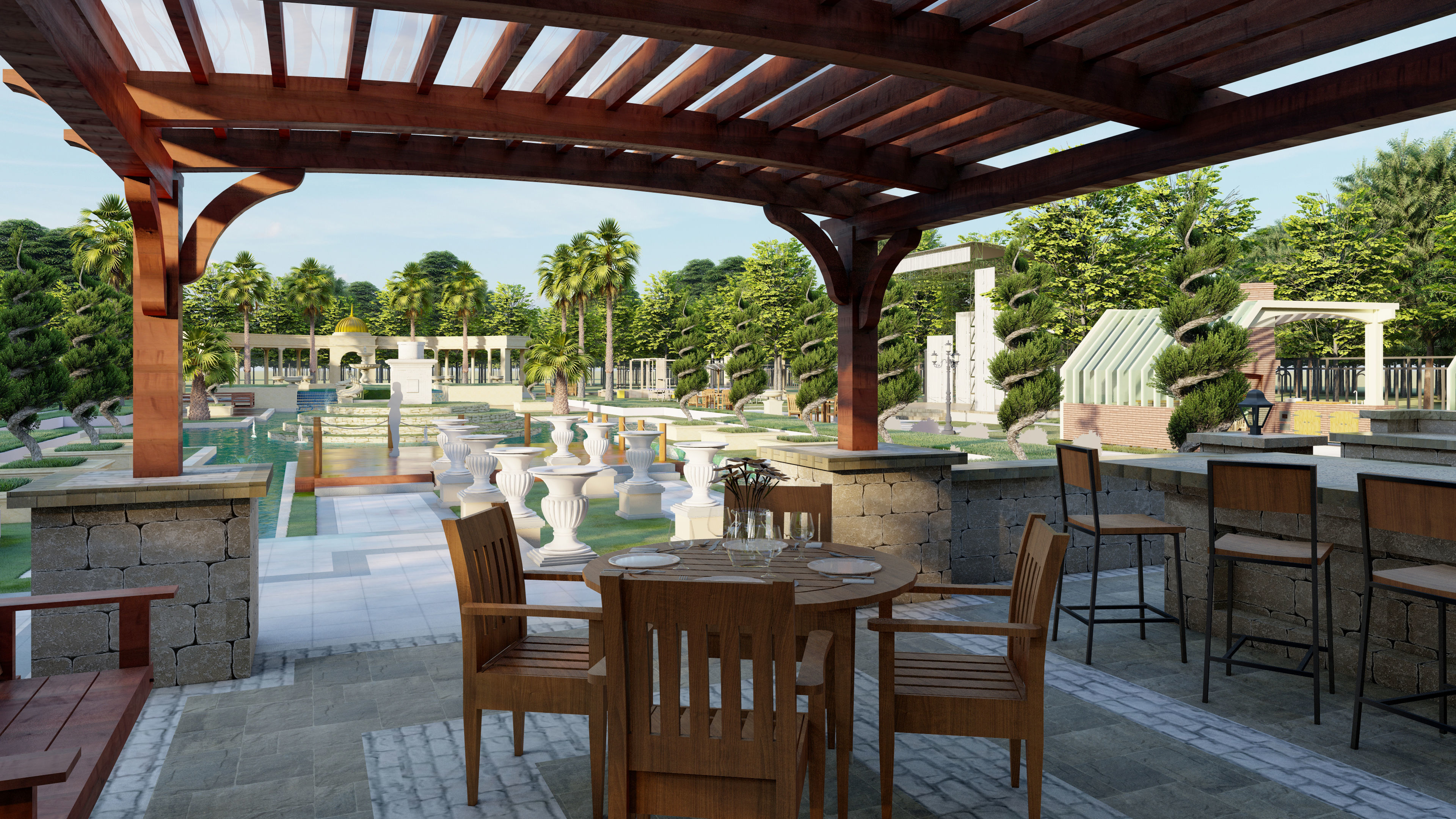 luxury Landscape backyard Pool design 3d model lumion file 3D model_2