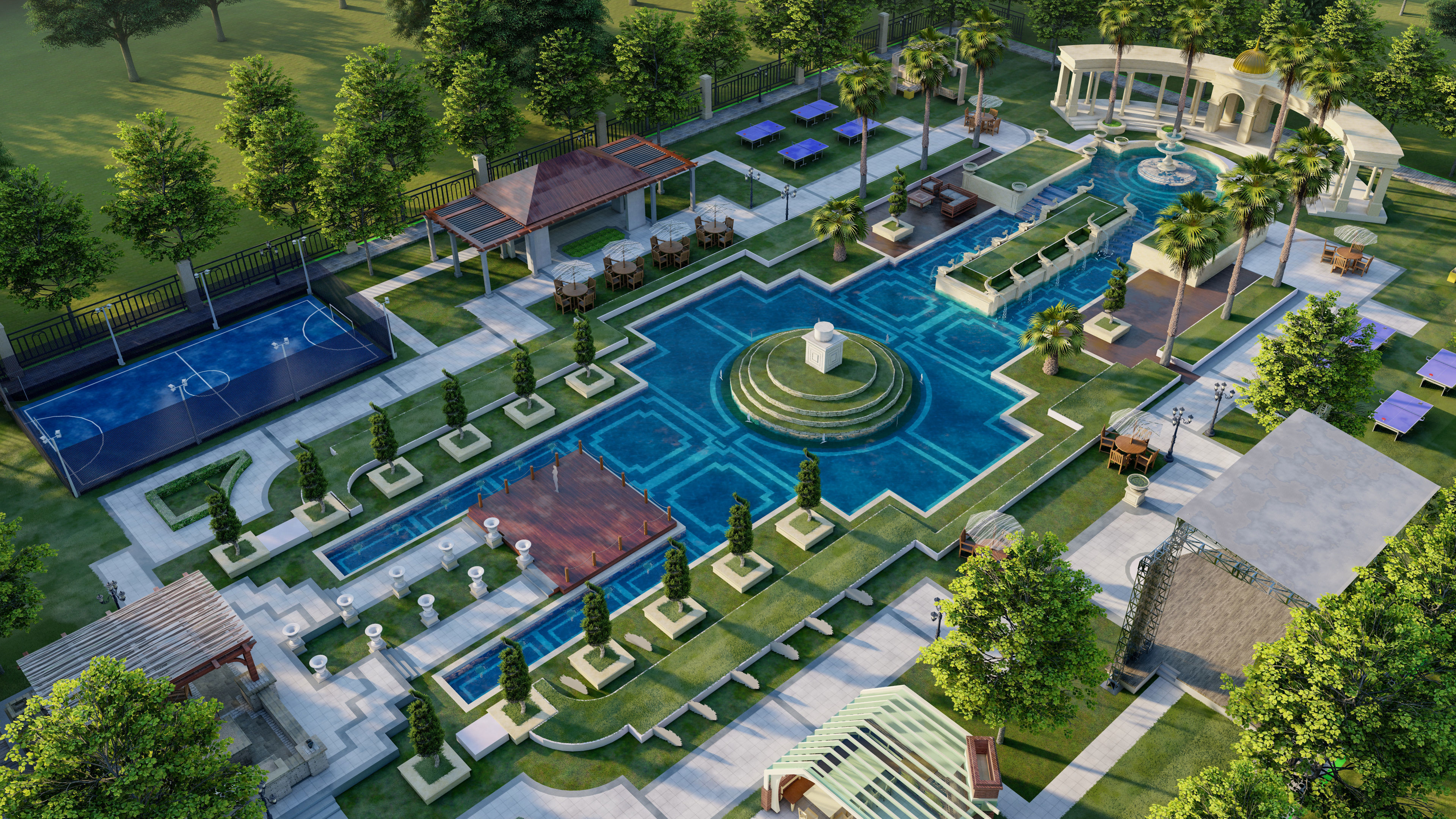 luxury Landscape backyard Pool design 3d model lumion file 3D model_1